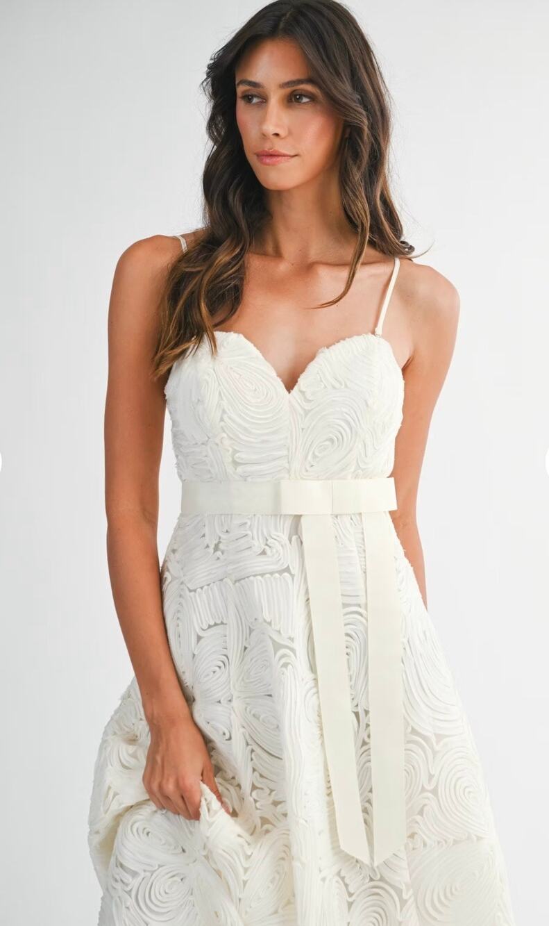 🤍 Mable Ethereal Swirl Sweetheart Midi Dress | Small | NWT